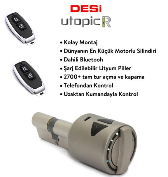 Desi Utopic R UBRC 100 Bluetooth Kablosuz ve 2 Adet 2 Butolu Uzaktan Kumandalı Akıllı Kilit